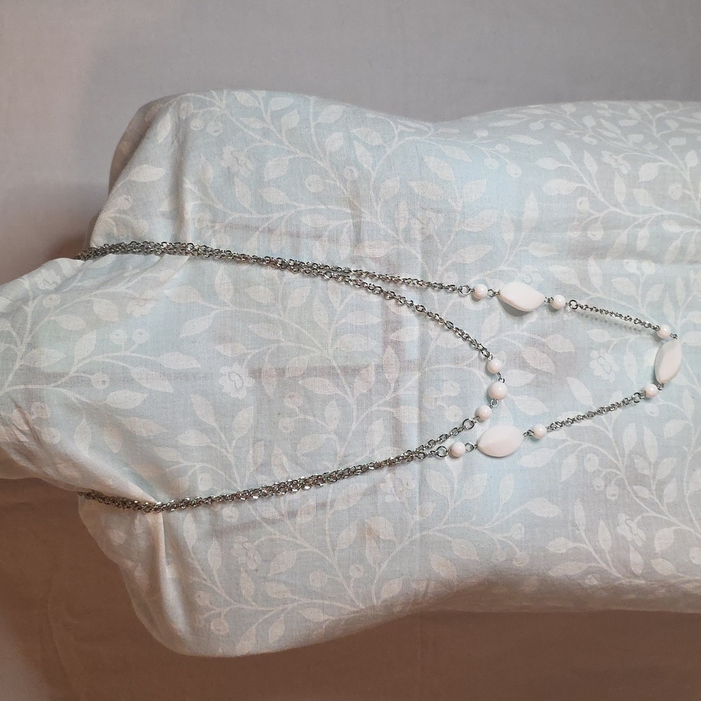 Elegant Silver and White Layered Necklace [2/$10]
